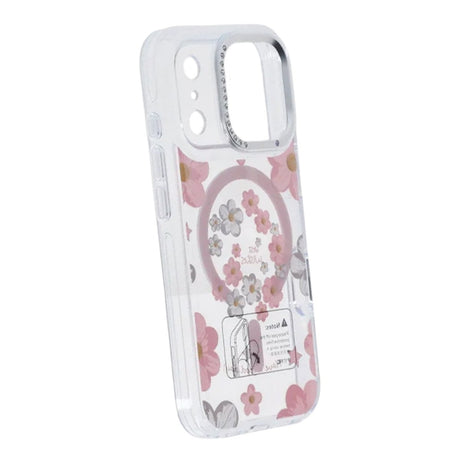 iPhone 17 Pro Cover med blomstermønster MagSafe Lyserød