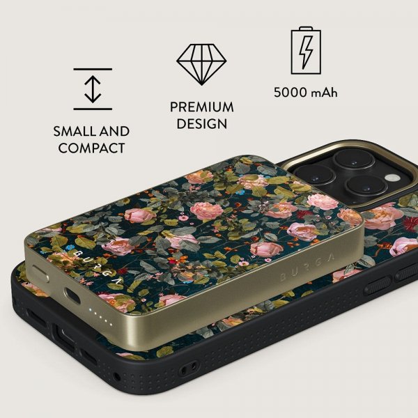 Burga Powerbank MagSafe 5000 mAh Bloomy Garden Guld