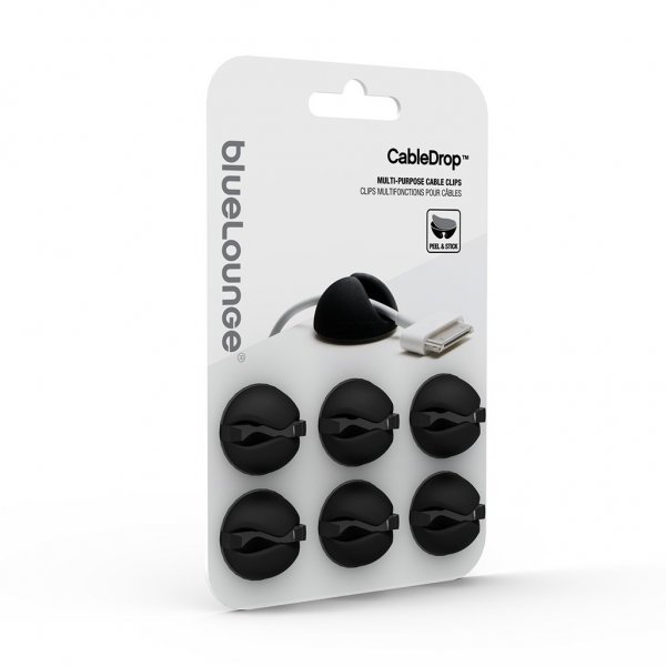 Bluelounge CableDrop Ledningsholder 6-pak Sort