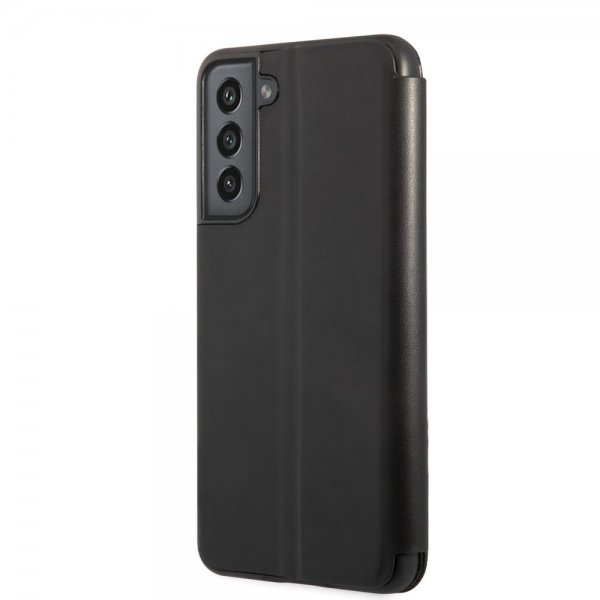BMW Samsung Galaxy S21 FE Etui Trekantmønster & Trefarvet Stribe Sort