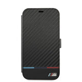 BMW iPhone 13 Etui Tricolor Carbon Effect Sort