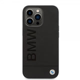 BMW iPhone 14 Pro Cover Hot Stamp Metal Logo Sort