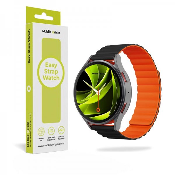 Mobile Origin Samsung Galaxy Watch 20mm Armbånd Easy Strap Sort Orange