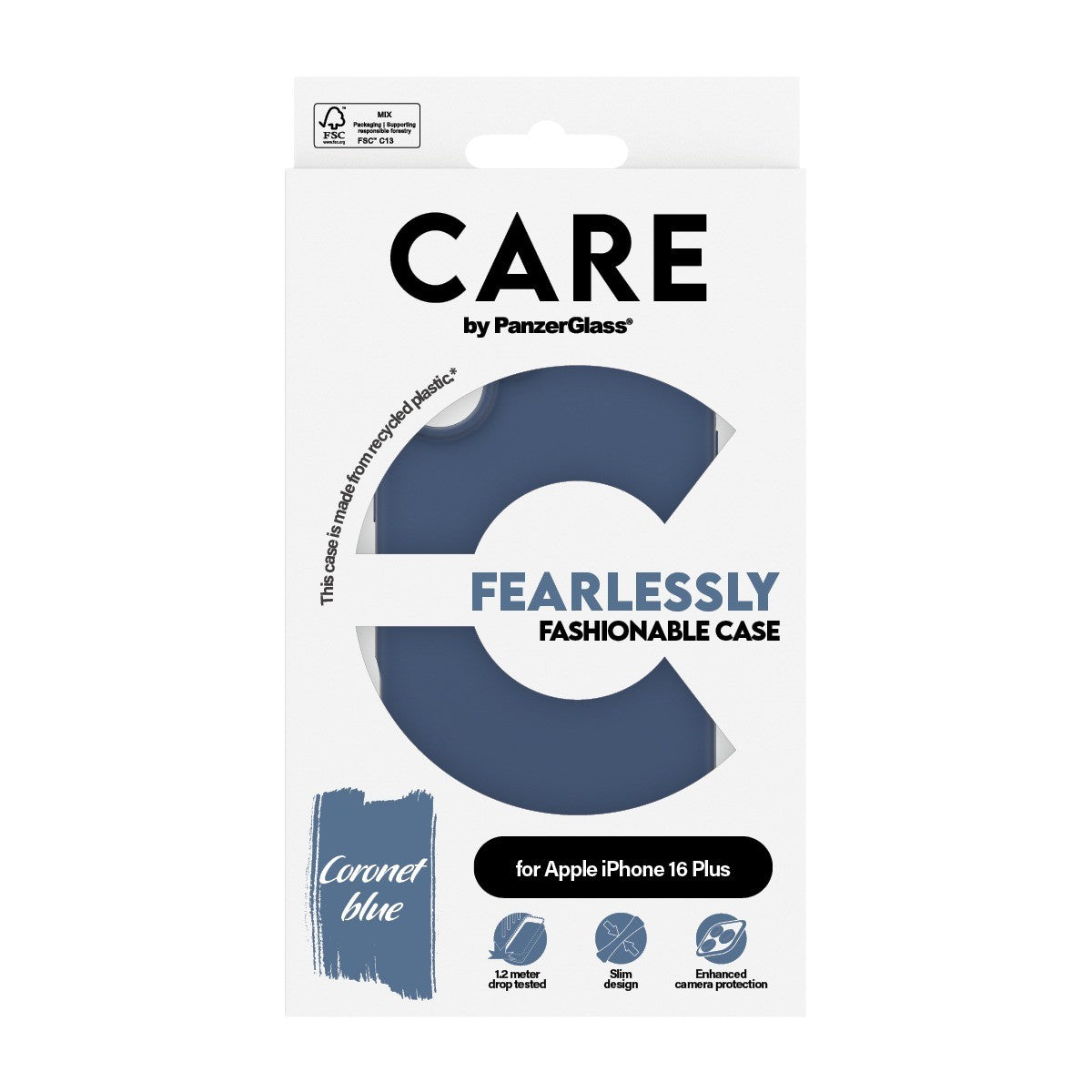 CARE by PanzerGlass iPhone 16 Plus Cover Fashionable Blå