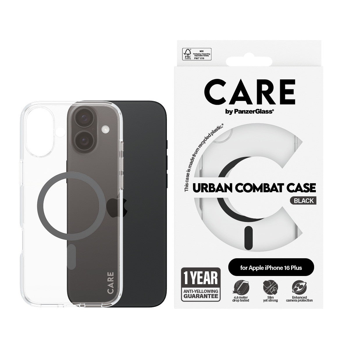 CARE by PanzerGlass iPhone 16 Plus Cover Urban Combat MagSafe Sort