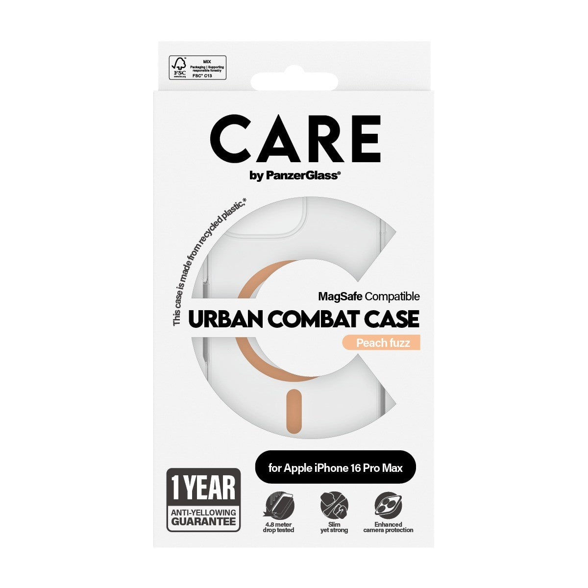 CARE by PanzerGlass iPhone 16 Pro Max Cover Urban Combat MagSafe Peachy