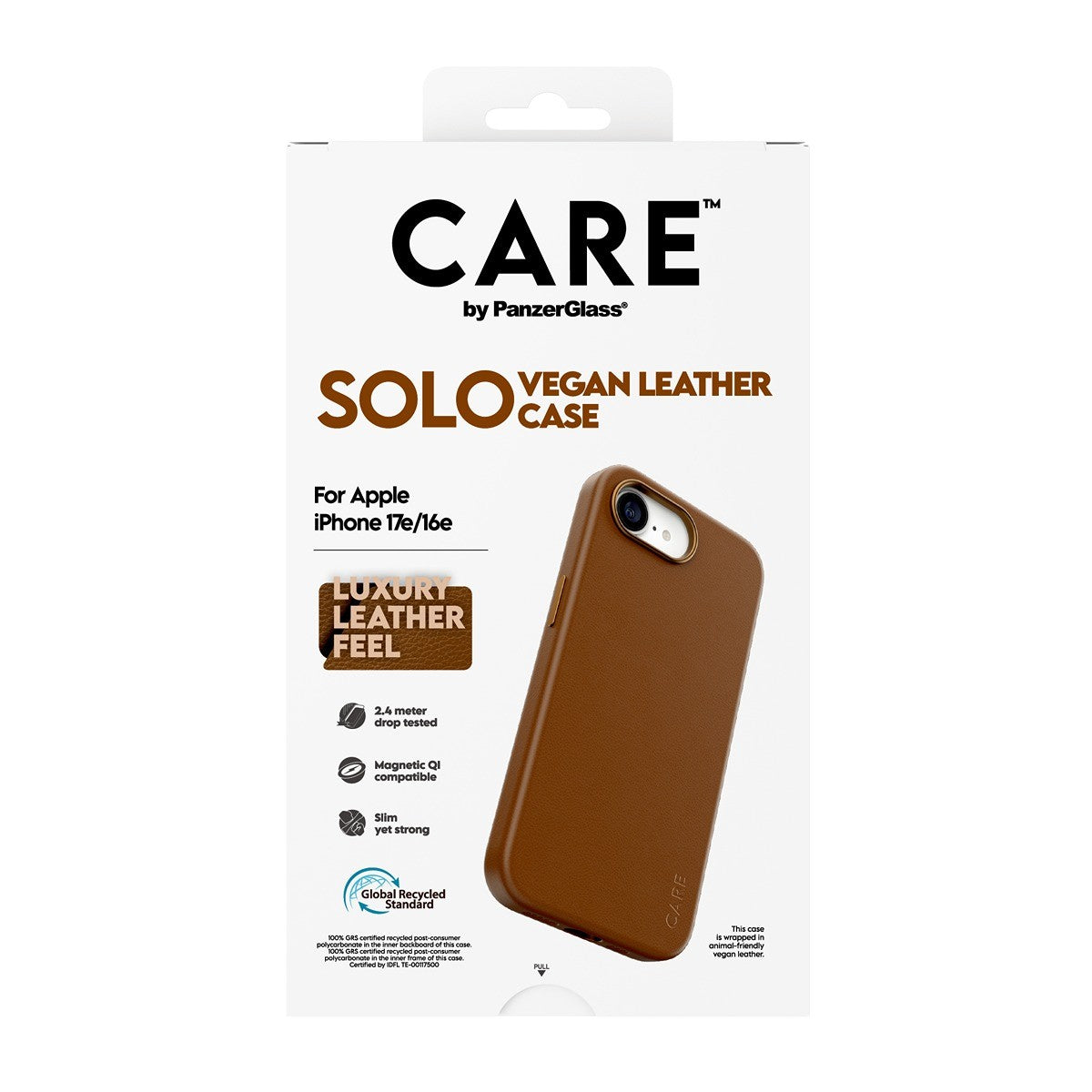 CARE by PanzerGlass iPhone 16e/iPhone 17e Cover Solo MagSafe Brun