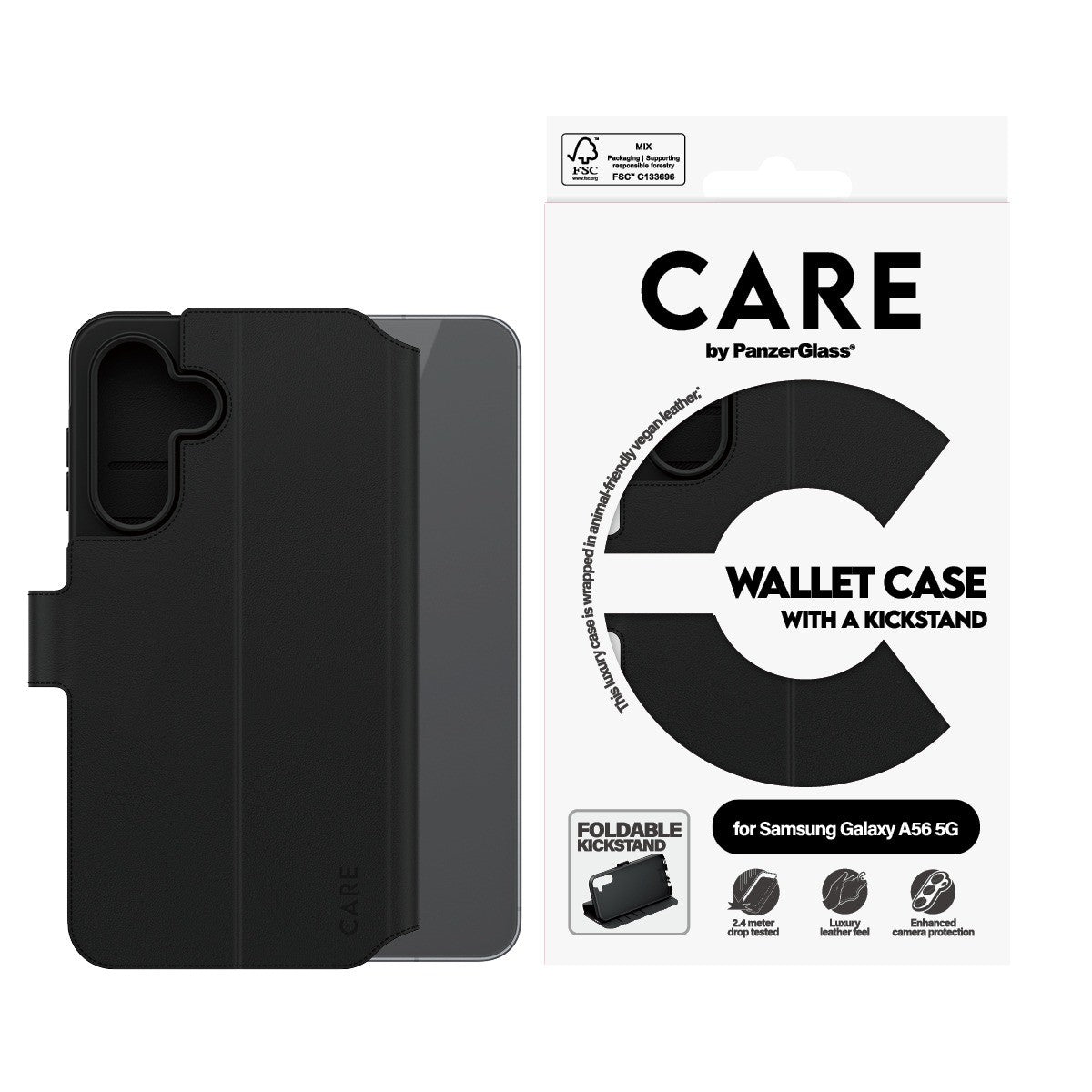 CARE by PanzerGlass Samsung Galaxy A56 Etui Wallet Kickstand Sort