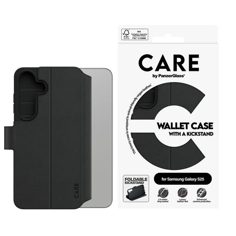 CARE by PanzerGlass Samsung Galaxy S25 Etui Wallet Kickstand Sort