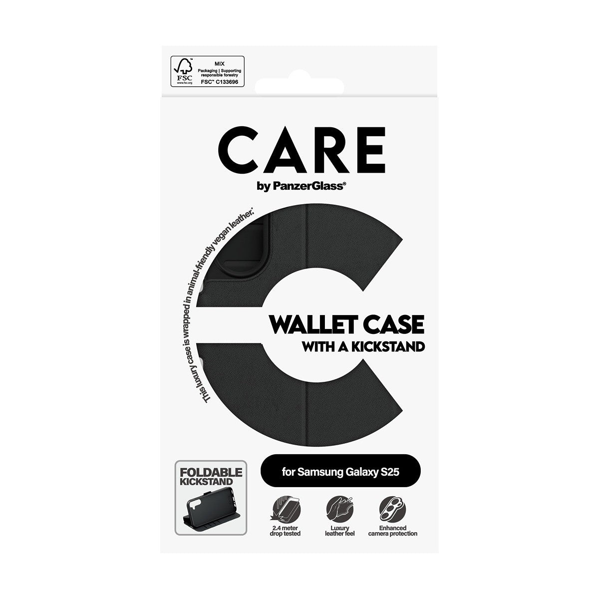 CARE by PanzerGlass Samsung Galaxy S25 Etui Wallet Kickstand Sort