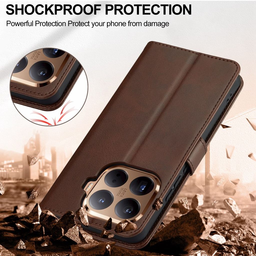 Lc.Imeeke Xiaomi 17T Pro Etui med Kortholder Stativfunktion Mørkebrun