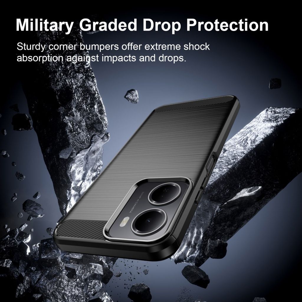 Xiaomi Redmi A7 Pro Cover Børstet Kulfiber Tekstur Sort