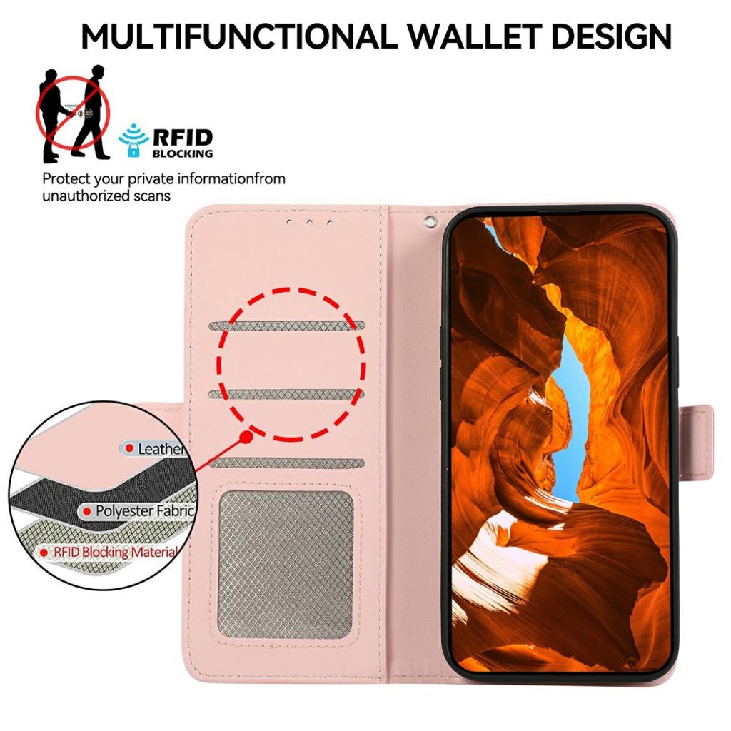 ABEEL Google Pixel 11/Pixel 11 Pro Etui RFID-beskyttelse Lyserød