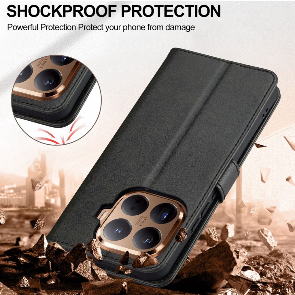 Lc.Imeeke Xiaomi 17T Pro Etui med Kortholder Stativfunktion Sort