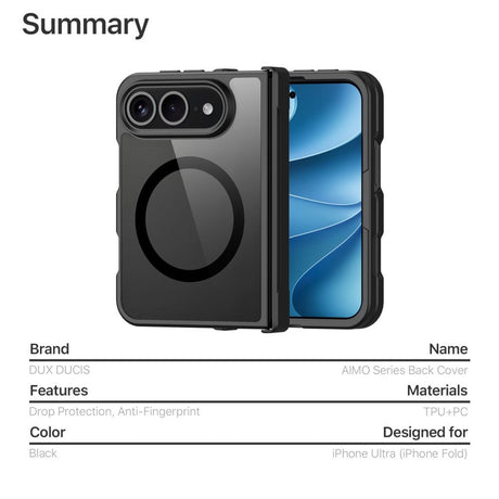Dux Ducis iPhone Duo Cover med Gångjärnsskydd Aimo Series MagSafe Sort