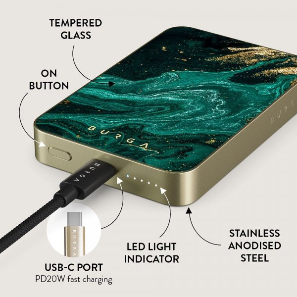 Burga Powerbank MagSafe 5000 mAh Emerald Pool Guld