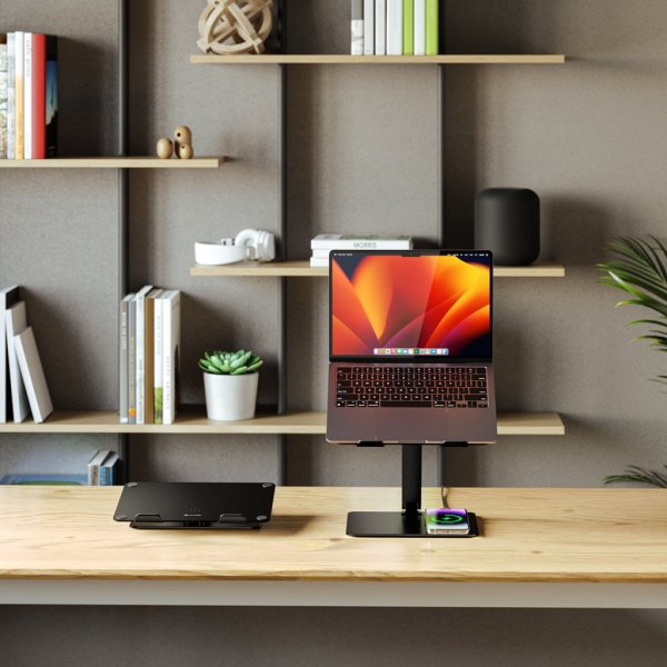 ALOGIC Elite Power Laptopstander med Trådløs Oplader Sort