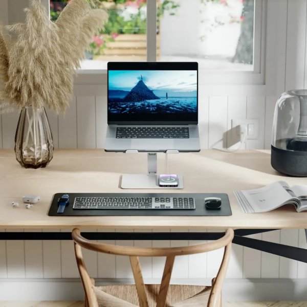 ALOGIC Elite Power Laptopstander med Trådløs Oplader Hvid