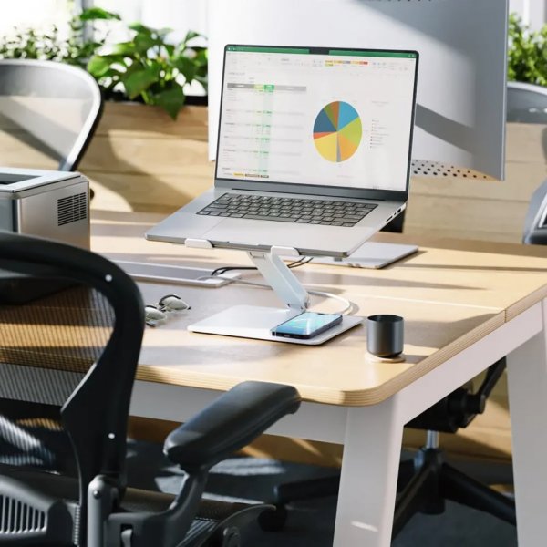 ALOGIC Elite Power Laptopstander med Trådløs Oplader Hvid