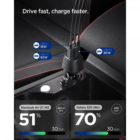 Spigen Essential Billader 113W 2xUSB-C 1xUSB-A Sort