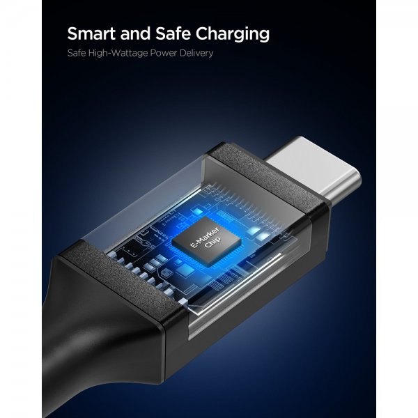 Spigen Essential Kabel Fabric USB-C/USB-C 100W 1.5m Sort
