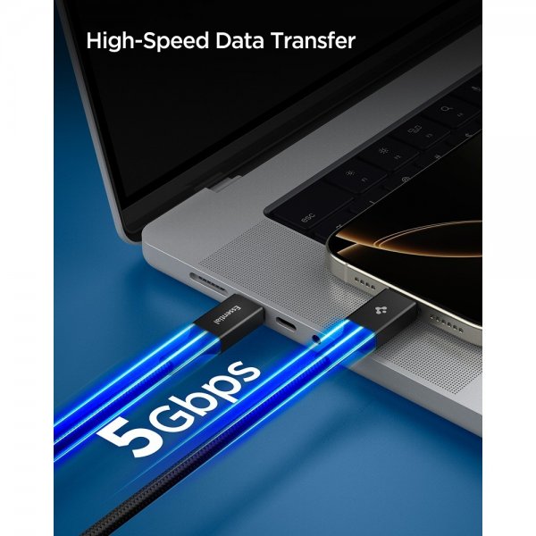 Spigen Essential Kabel Fabric USB-C/USB-C 100W 1.5m Sort