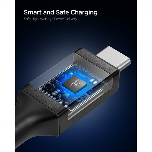 Spigen Essential Kabel Fabric USB-C/USB-C 240W 1.5m Sort