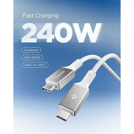 Spigen Essential Kabel Fabric USB-C/USB-C 240W 1,5m Hvid
