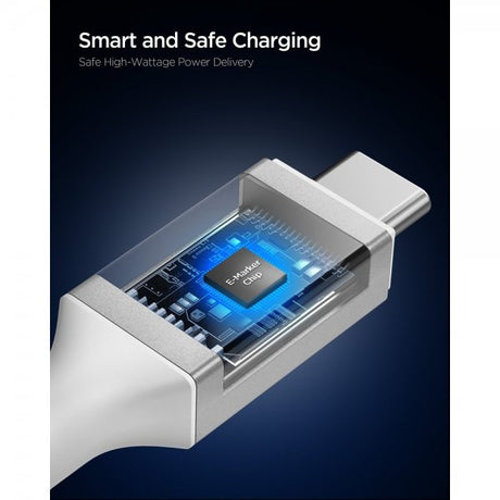Spigen Essential Kabel Fabric USB-C/USB-C 240W 1,5m Hvid