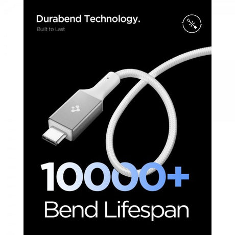 Spigen Essential Kabel Fabric USB-C/USB-C 240W 1,5m Hvid