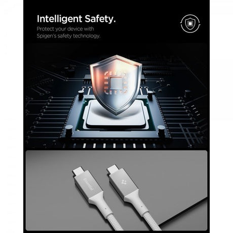 Spigen Essential Kabel Fabric USB-C/USB-C 240W 1,5m Hvid