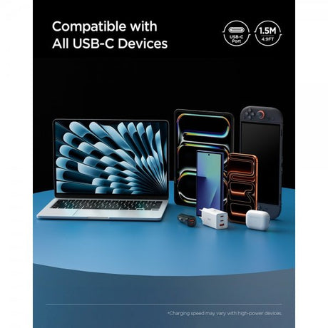 Spigen Essential Kabel Fabric USB-C/USB-C 240W 1,5m Hvid