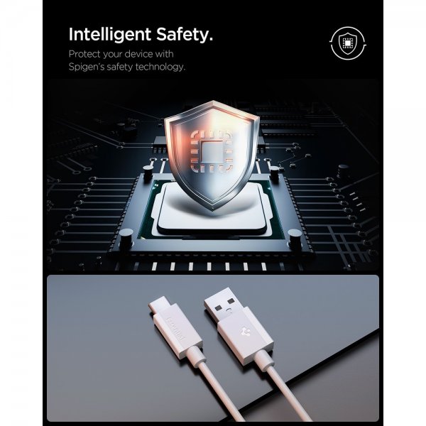 Spigen Essential Kabel USB-A til USB-C 60W 2m Hvid