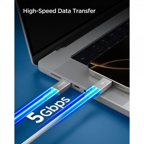 Spigen Essential Kabel USB-C til USB-C 100W 1m Hvid