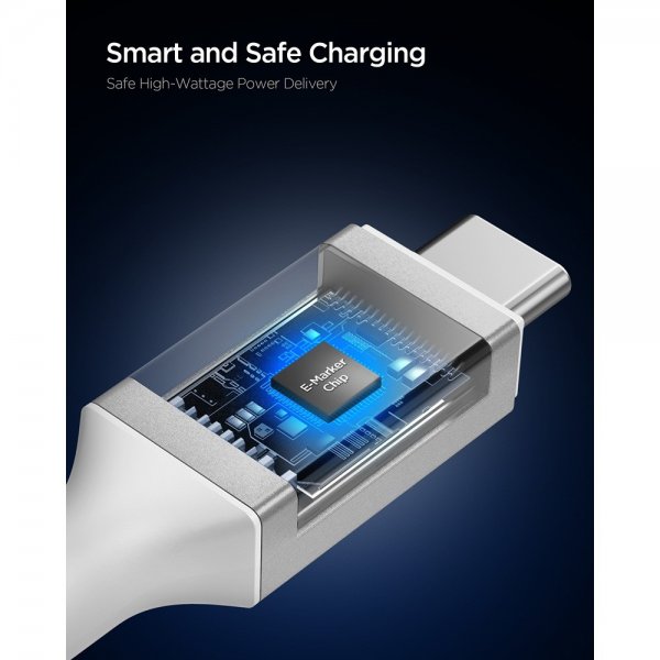 Spigen Essential Kabel USB-C til USB-C 100W 2m Hvid