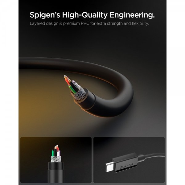 Spigen Essential Kabel USB-C til USB-C 60W 1m Sort