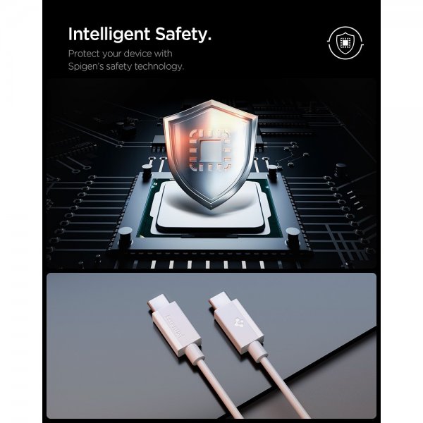 Spigen Essential Kabel USB-C til USB-C 60W 1m Hvid