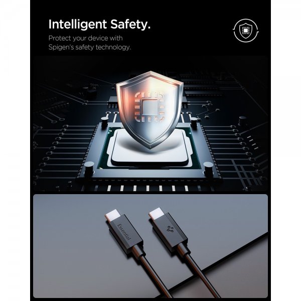 Spigen Essential Kabel USB-C til USB-C 60W 2m Sort