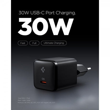 Spigen Essential Oplader 30W USB-C Sort