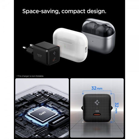 Spigen Essential Oplader 30W USB-C Sort