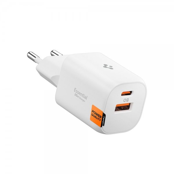 Spigen Essential Oplader 35W 1xUSB-C 1xUSB-A Hvid
