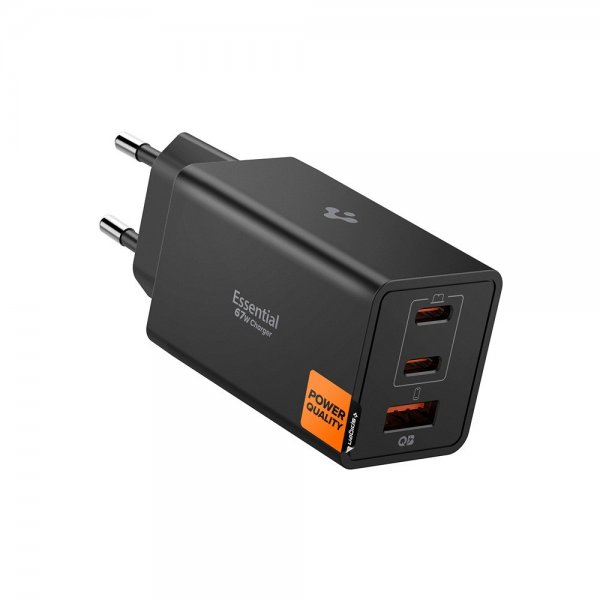 Spigen Essential Oplader 67W 2xUSB-C 1xUSB-A Sort