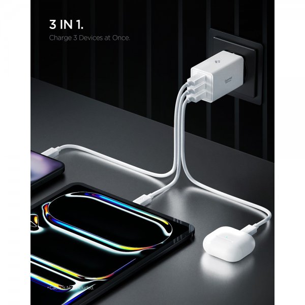 Spigen Essential Oplader 67W 2xUSB-C 1xUSB-A Hvid