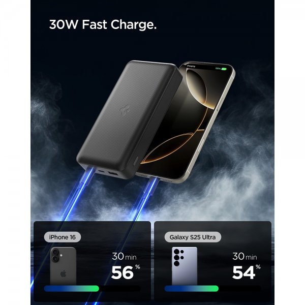 Spigen Essential Powerbank 30.000 mAh 30W Sort