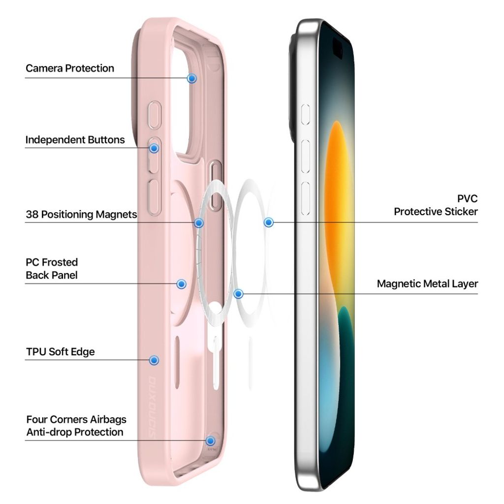 Dux Ducis iPhone 17 Pro Max Cover Yind Series MagSafe Lyserød