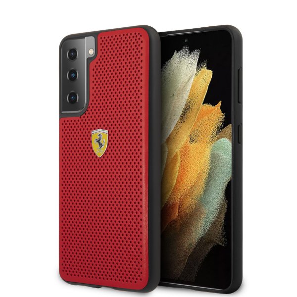 Ferrari Samsung Galaxy S21 Cover Logo Perforated Rød