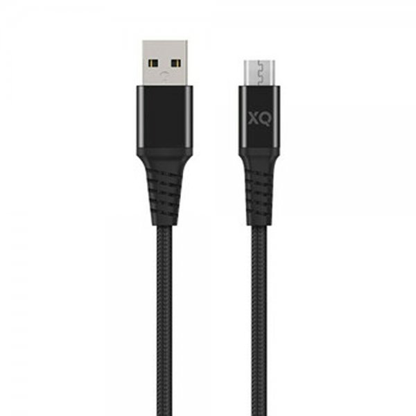 Xqisit Flettet Kabel USB-A til Micro-USB 1m Sort