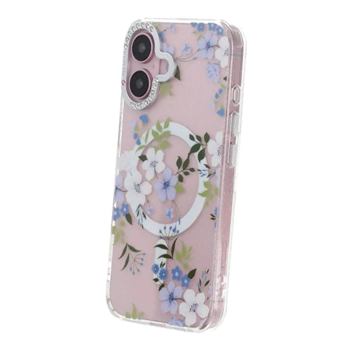 iPhone 16 Cover med blomstermønster MagSafe Blå