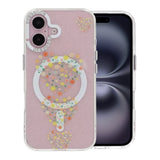 iPhone 16 Cover Blomstret MagSafe Hjerter