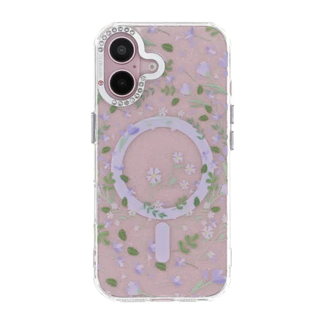 iPhone 16 Cover Blomstret MagSafe Lilla